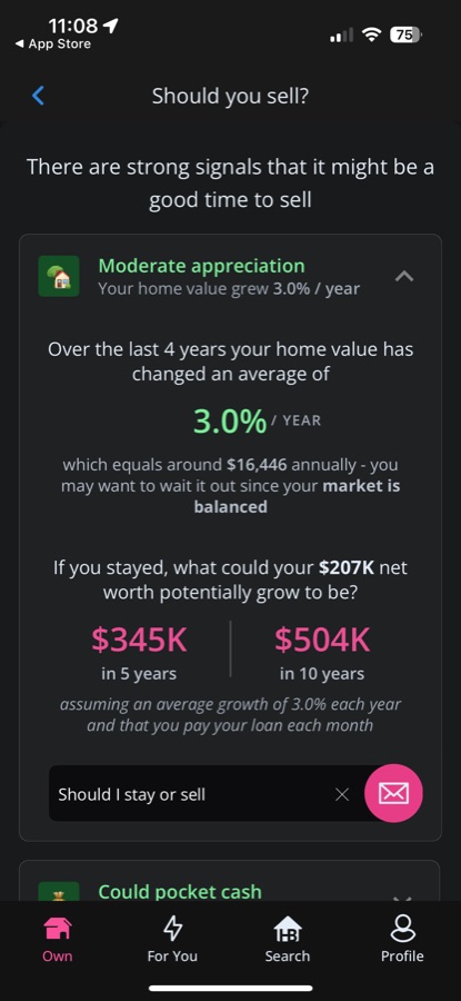 Should you sell?: strong signals, with projected cash from a sale.